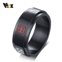 Vnox Stylish Spinner anel masculino Black aneis masculino Stainless Steel Lucky  - £7.58 GBP