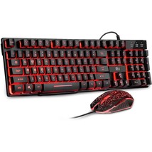 Gaming Keyboard And Mouse Set, 3-Led Backlit Mechanical Feel Business Office Key - £30.01 GBP