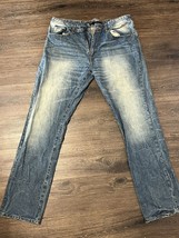 Rocawear Men&#39;s Jeans Size 36 X 35 Classic Fit Blue Distressed Denim Hip Hop - £10.75 GBP