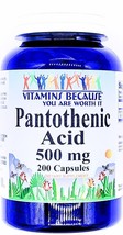 Pantothenic Acid 500mg, 200 Capsules Vitamin B5 - £14.18 GBP