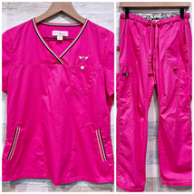 Koi Scrub Set Pink Tipped Womens Small V Neck Top Small Petite Lindsey P... - $39.59