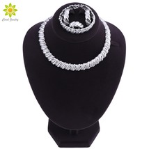 Silver Color Jewelry Sets African Nigeria Beads Dubai Jewellery Set Women Weddin - £23.73 GBP