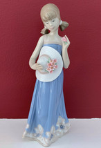 New Lladro "Courtney" 5648 Girl w/ Flowered Hat Holding Flower 8" Tall Firgurine - $197.99