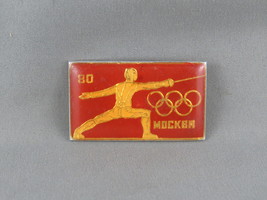 Moscow 1980 Olympic Pin - Fencing Events - Stamped Celluloid Pin - $20.53 CAD