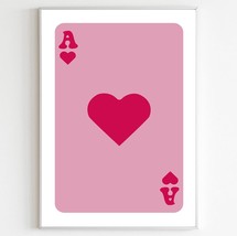 Pink Aesthetic Canvas Wall Art Pink Ace Of Hearts Print For Playing Cards Prints - $37.96