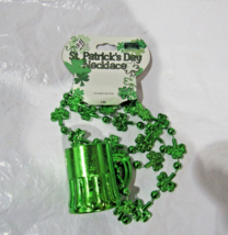 St. Patrick&#39;s Day Bead Necklace with Shot Glasses Metallic Green - £2.35 GBP