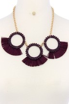 New Purple Tassel Fashion Necklace and Earring Set - £15.03 GBP