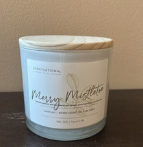 Scentsational Merry Mistletoe Candle Glass Jar 26oz Coconut Wax Wood Wick - £29.46 GBP