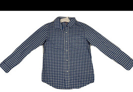New Cat &amp; Jack M (8-10) Kids Blue Checkered Long Sleeve Collared Dress Shirt - £6.83 GBP