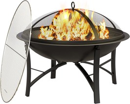Fire Beauty Fire Pit For Outside Wood Burning Firepit Bbq Grill Steel Fire Bowl - £69.52 GBP