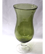 Vintage Sasaki Art Glass Green And Clear Hurricane Style 14&quot; Large Bubbl... - $31.10 CAD