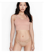 Victoria Secret Lace Shimmer Thong Panty In Evening Blush BNWTS SIZE XS - £11.94 GBP