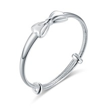 Newborn Baby Pure 999 Silver Children Bangle Ribbon Bow Bracelet - £91.85 GBP