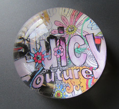 Juicy Couture Paperweight Glass Boho Groovy Flower Power Vintage chipped edges - £66.03 GBP