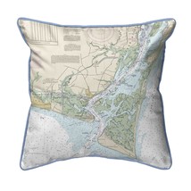 Betsy Drake Cape Fear, NC Nautical Map Small Corded Indoor Outdoor Pillow 12x12 - £38.75 GBP