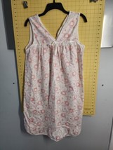 Pink Floral Cotton Blend Nightgown Women Med Lightweight Sleepwear Modest Granny - £15.57 GBP