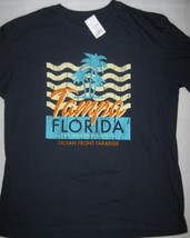 New Tampa Florida The Sunshine State T-Shirt Navy Blue 100% Cotton Mens ... - $14.80