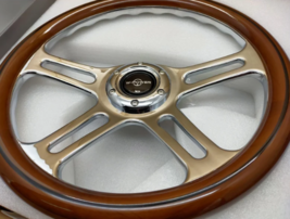 Set Racing Universal Steering Wheel 4 Spoke Wood Chrome Nardi Design - Fast - £224.05 GBP