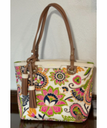 Spartina 449 Daufuskie Island High Ebb Pink Paisley Floral Tote Leather ... - $58.02 CAD