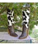 Vintage BCBG Maxazria CowHair &amp; Leather 15&quot; Western Boots-Harness straps... - €95,48 EUR