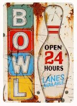 Bowl Rustic Vintage Style Bowling Pin Tin Sign - 8x12 Inch - $11.87