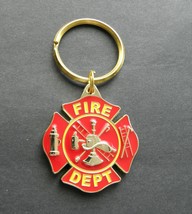 Fire Dept Firefighter Enamel Keyring Key Chain Keychain 1.5 Inches - £6.40 GBP