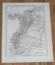 1896 Antique Map Of Colombia Panama Ecuador Verso Venezuela Guyana South America - £21.04 GBP