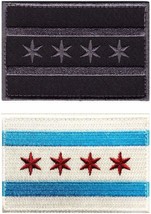 Chicago City Flag Embroidered Patch [2PC Bundle - 3.0 X 2.0 inch - Hook Fastener - £10.30 GBP