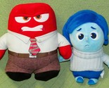 disney INSIDE OUT SADNESS and ANGER PLUSH STUFFED DOLLS BLUE RED PIXAR T... - $22.50