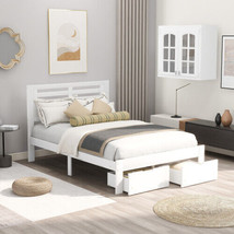 Full Size Platform Bed with Drawers, White - £208.45 GBP