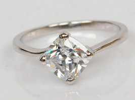 Cushion Cut Solitaire 1.10ct Diamond 14k White Gold Wedding Halloween Ring - £813.78 GBP
