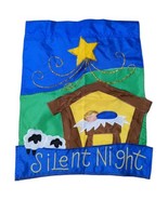 Silent Night Christmas Blue Gold Embroidered Garden Flag Double Sided 12... - £6.07 GBP
