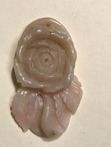 Finely Carved Peach Dimensional Rose Flower &amp; Leaves Stone Pendant or Other Use - $26.45