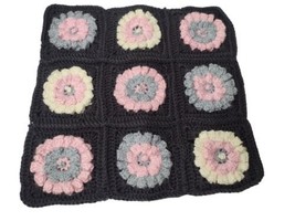 Large Handmade Granny Square Hot Pad Chair Topper 14 X 14Gray Pink Square - £11.81 GBP