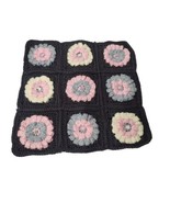 Large Handmade Granny Square Hot Pad Chair Topper 14 X 14Gray Pink Square - £11.68 GBP