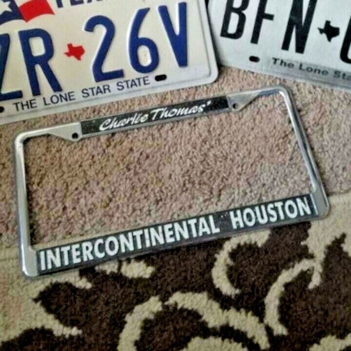 Primary image for License plate Tag Texas Holder Houston License plate Man cave decor auto metal