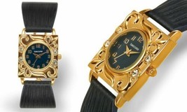 NEW Charles Latour 14028 Women&#39;s Petal Serious Gold Case Dark Blue Square Watch - £25.79 GBP