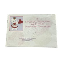PatternBee Embroidery Transfers Vintage 5 Sweet Old-Fashioned Valentine Cat - £9.86 GBP
