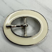 Silver Tone and White Oval Simple Basic Belt Buckle - £5.53 GBP