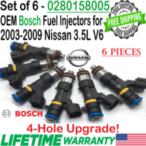 OEM 6Pcs Bosch 4-Hole Upgrade Fuel Injectors for 2003-2009 Nissan Altima 3.5L V6 - £77.84 GBP