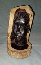 Heavy Solid Wood Carved Tribal Woman Bust Face Bookend -  Tanzania 8" Vi... - $37.97