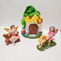 Flower Fairy Garden Set, Fairy House, Miniature Fairy Figurines, Garden Decor