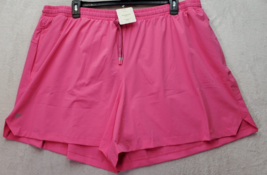 Fabletics Activewear Shorts Women&#39;s 4X Pink Nylon Elastic Waist Drawstring Logo - £25.37 GBP