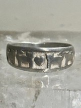 Cat Lovers ring band Hearts Love size 8 sterling silver women girls - $54.45