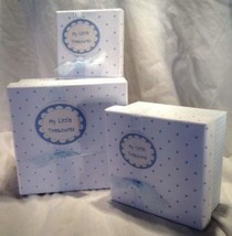 Gisela Graham &quot;My Little Treasures&quot; Set of 3 Interstackable Blue Keepsake Boxes - £28.12 GBP