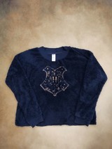 Ladies Harry Potter Navy Blue Long Sleeve SleepWear PJ Top XL Fuzzy Hogwarts - £7.49 GBP