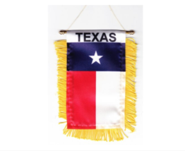TEXAS FLAG MINI BANNER  with BRASS STAFF &amp; SUCTION CUP - £5.34 GBP
