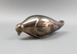 Eduardo Vega Metallic Bronze &amp; Red Glazed Ceramic Art Pottery MCM Bird F... - £136.97 GBP