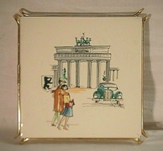 Stamped G Tile Trivet Art Brandenburg Historical City Gate Berlin German... - £25.57 GBP