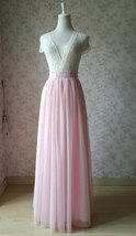 LIGHT PINK Full Length Tulle Skirt Women Plus Size Tulle Skirt for Wedding image 1